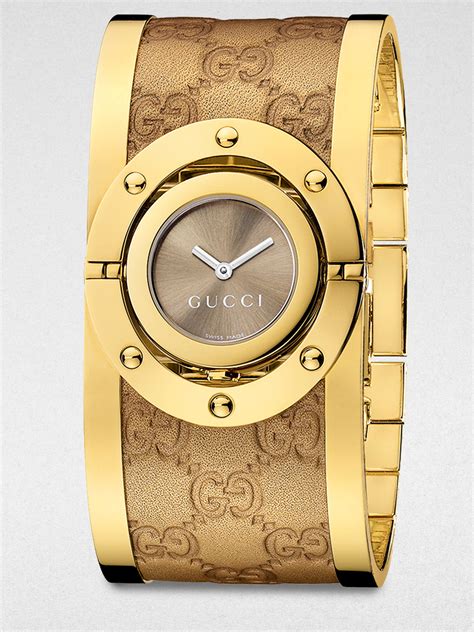 gucci gold bracelet watch women's|gucci watches ladies leather strap.